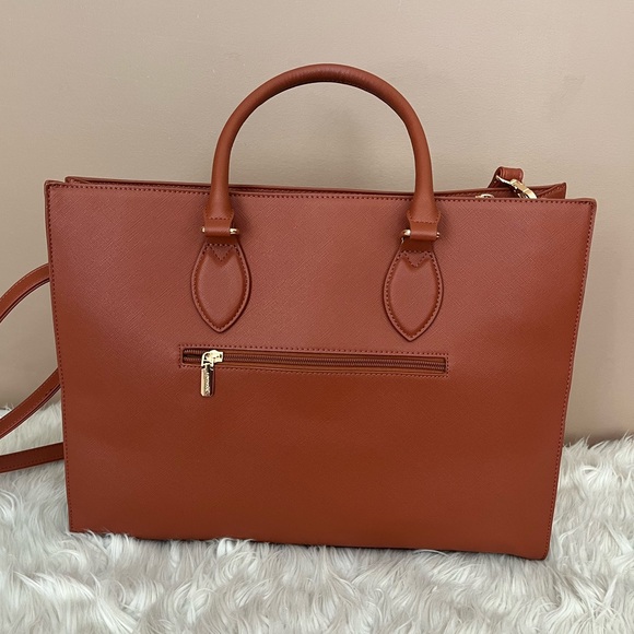 {Lovevook} Crossbody Vegan Leather Laptop Tote Bag in Brown - Picture 4 of 12